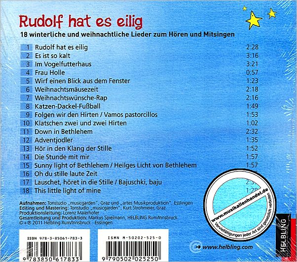 Notenbild für 9783850617833 - Kinderweihnacht - Rudolf hat es eilig, 1 Audio-CD