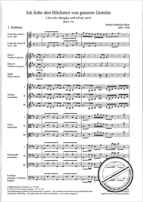 Notenbild für CARUS 31174-00 - KANTATE 174 ICH LIEBE DEN HOECHSTEN VON GANZEM GEMUETE BWV 174