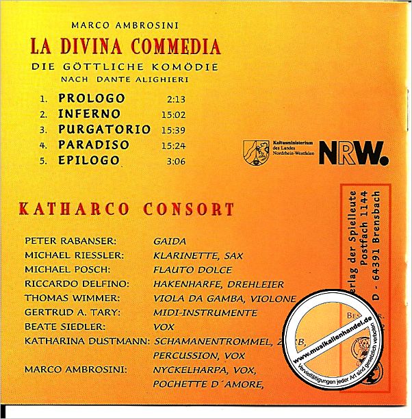 Notenbild für SPIEL 9502-CD - LA DIVINA COMMEDIA - DIE GOETTLICHE KOMOEDIE