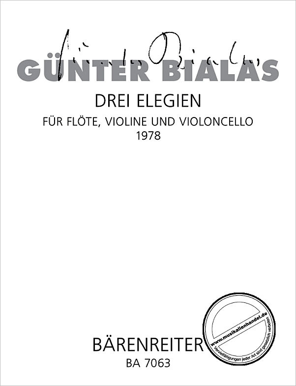 Titelbild für BA 7063 - 3 ELEGIEN (1978)