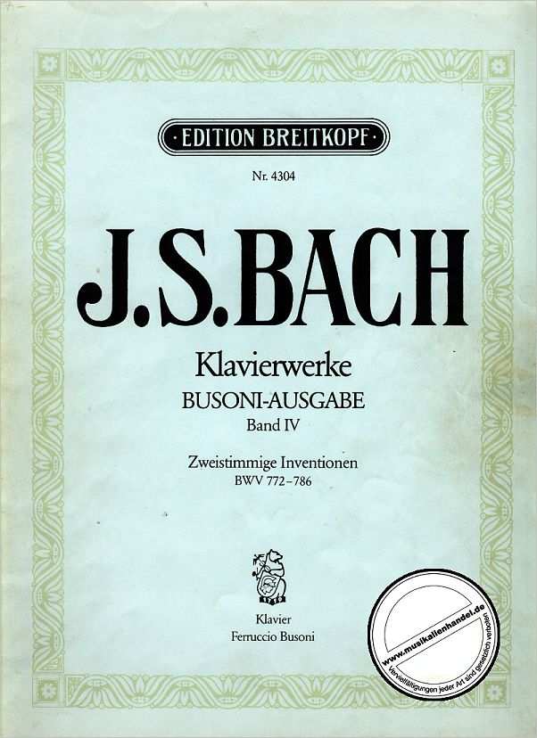 Titelbild für EB 4304 - ZWEISTIMMIGE INVENTIONEN BWV 772-786
