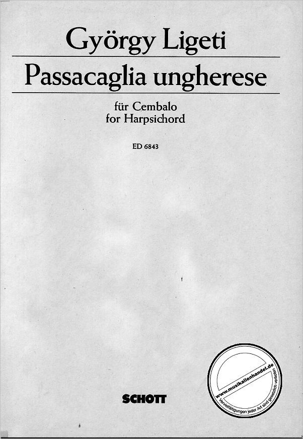 Titelbild für ED 6843 - PASSACAGLIA UNGHERESE