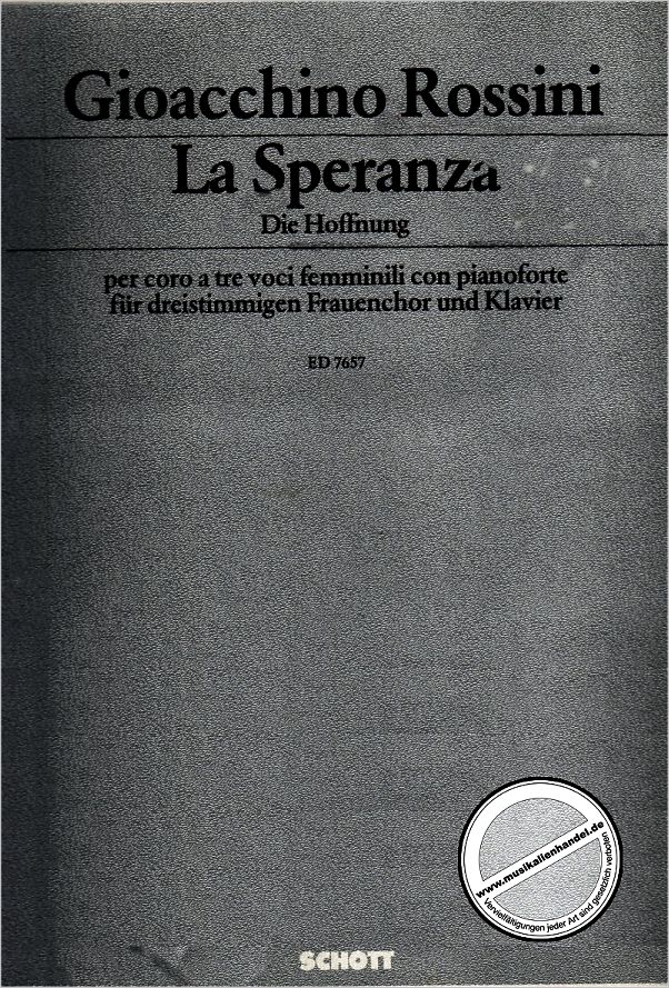 Titelbild für ED 7657 - LA SPERANZA - DIE HOFFNUNG