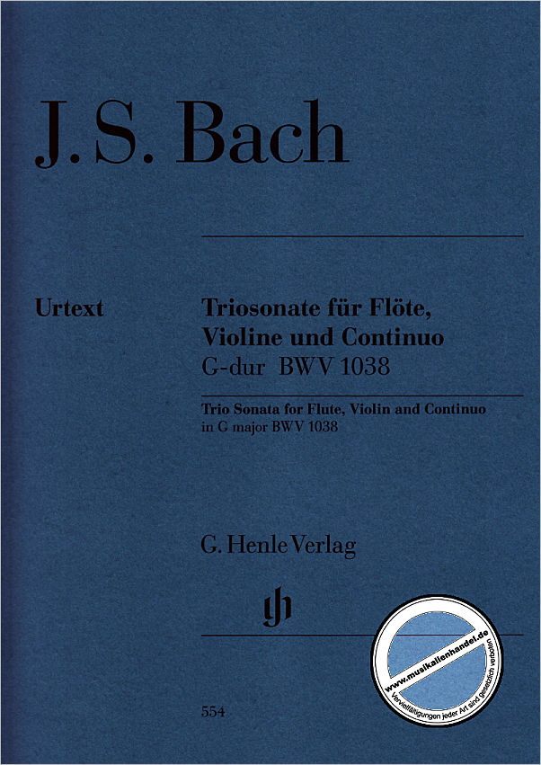 Titelbild für HN 554 - TRIOSONATE G-DUR BWV 1038