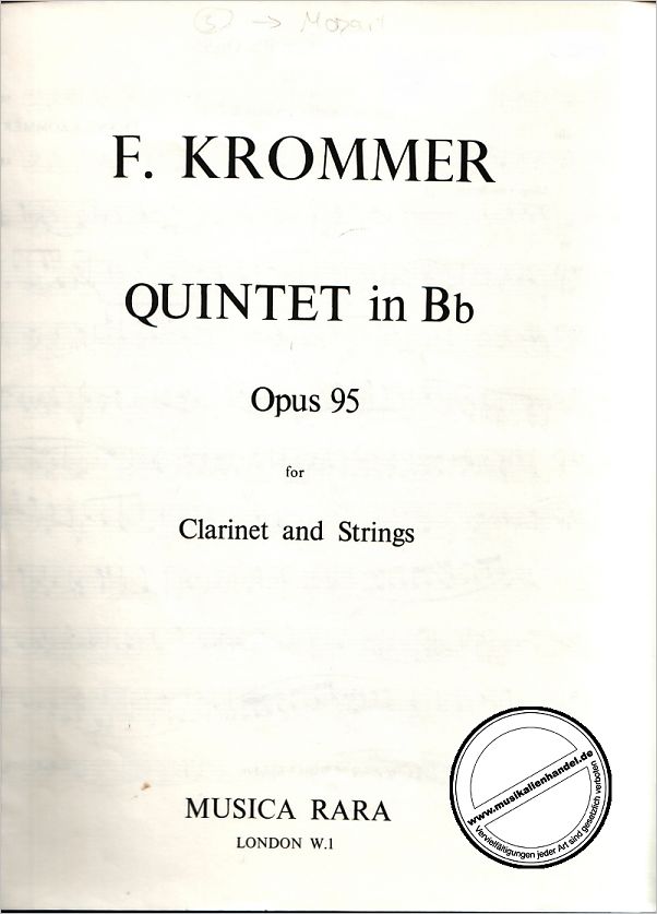 Titelbild für MR 1679 - QUINTETT B-DUR OP 95