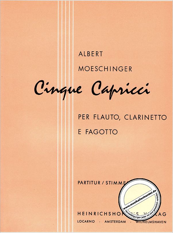 Titelbild für N 1037 - 5 CAPRICCI PER FLAUTO CLARINETTO E FAGOTTO