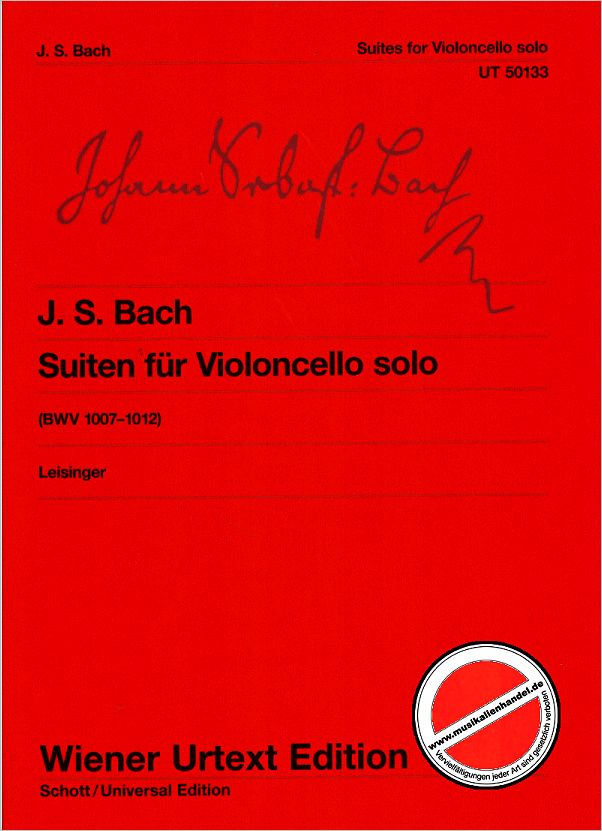 Titelbild für UT 50133 - 6 SUITEN BWV 1007-1012 (VC)