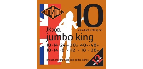 Akustik-Gitarren Saiten Jumbo King Satz 12-string Extra Light 10-48