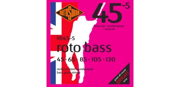 E-Bass Saiten Roto Bass Satz 5-string Nickel Standard 45-130