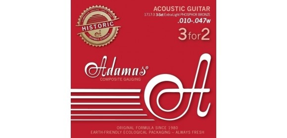 Akustik-Gitarren Saiten Adamas Phosphor Bronze Historic Reissue 3er Satz Ex-Light .010