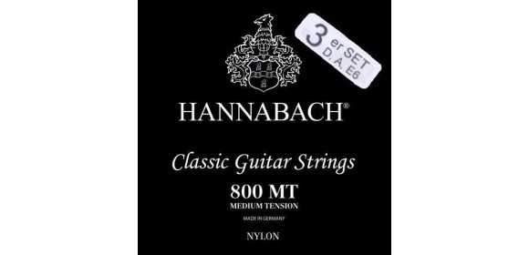 Klassikgitarre-Saiten Serie 800 Medium Tension versilbert 3er Bass