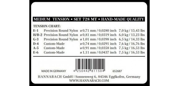 Klassikgitarre-Saiten Serie 728 Medium Tension Custom Made 3er Diskant medium