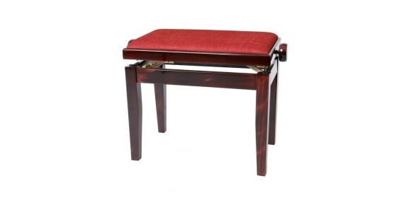 Pianobank Deluxe Mahagoni hochglanz Bezug bordeaux