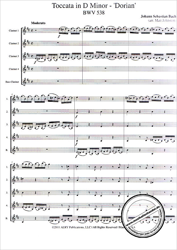Notenbild für 716297 - Toccata d minor BWV538 - Dorian :