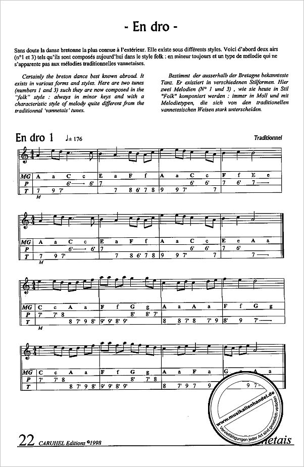 Notenbild für 978-3-927240-62-9 - MUSIQUES POUR LA DANSE BRETONNE
