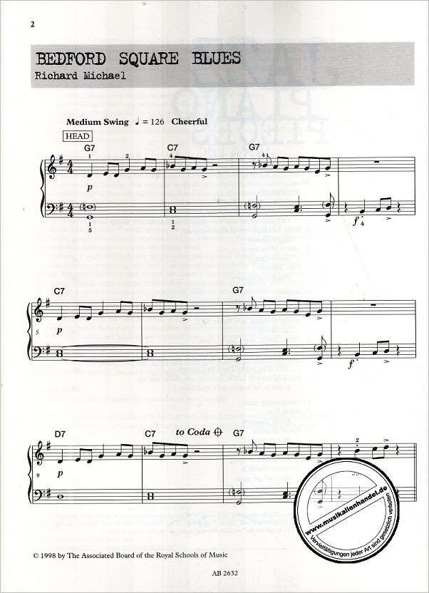Notenbild für ABRSM 30 - JAZZ PIANO PIECES 1