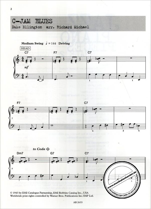Notenbild für ABRSM 49 - JAZZ PIANO PIECES 2