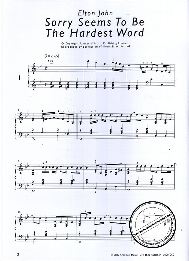 Notenbild für ACM 260 - FAMOUS ROCK SONGS 2