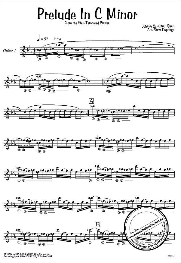 Notenbild für ADV 10302 - PRELUDE C-MOLL