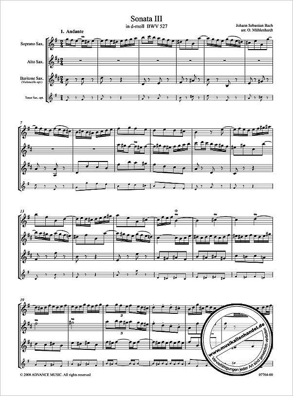 Notenbild für ADV 7704 - TRIOSONATE 3 D-MOLL BWV 527