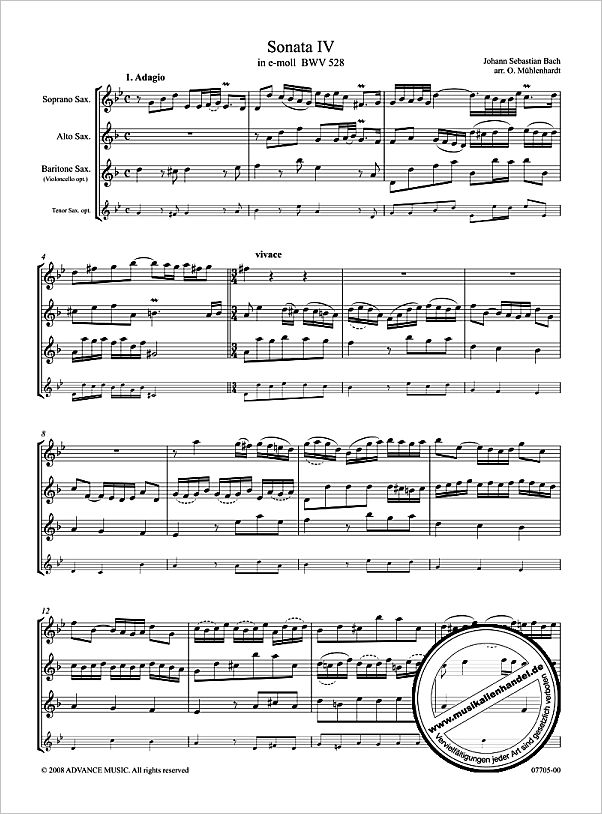 Notenbild für ADV 7705 - TRIOSONATE 4 E-MOLL BWV 528