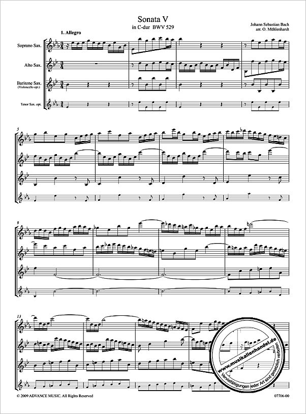 Notenbild für ADV 7706 - TRIOSONATE 5 C-DUR BWV 529