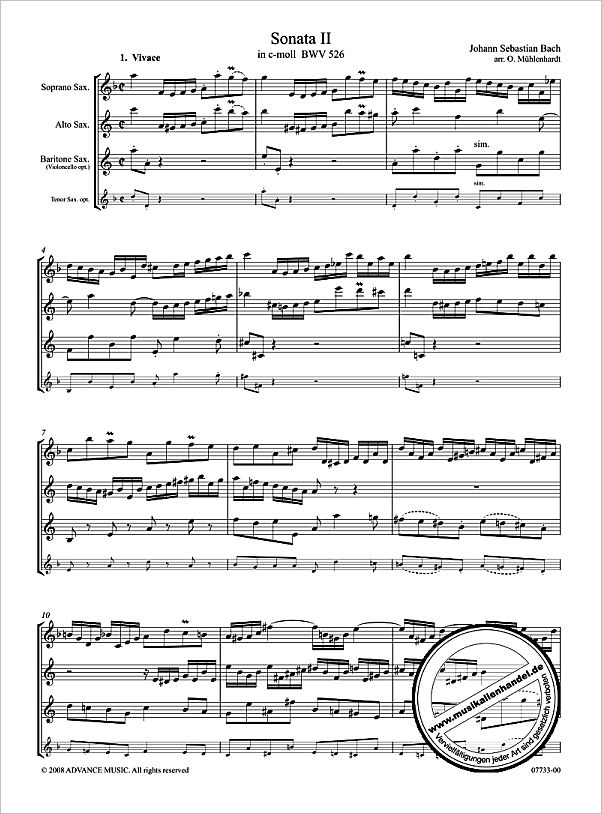 Notenbild für ADV 7733 - TRIOSONATE 2 C-MOLL BWV 526