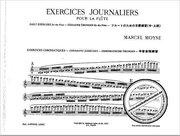 Notenbild für AL 16638 - EXERCICES JOURNALIERS