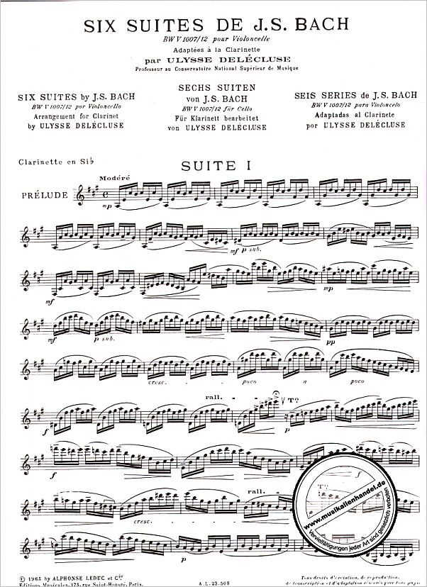 Notenbild für AL 23508 - 6 SUITEN BWV 1007-1012 (VC)
