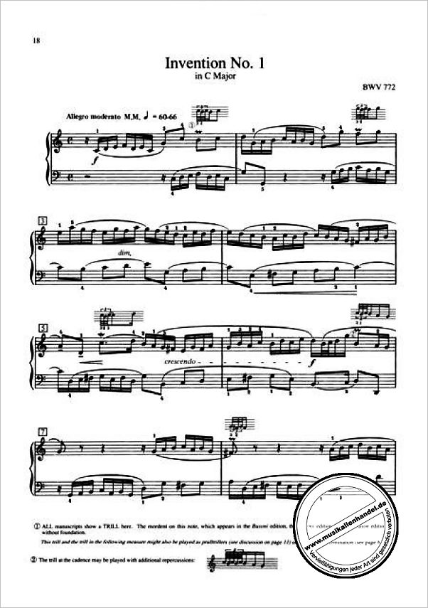 Notenbild für ALF 22528 - ZWEISTIMMIGE INVENTIONEN BWV 772-786