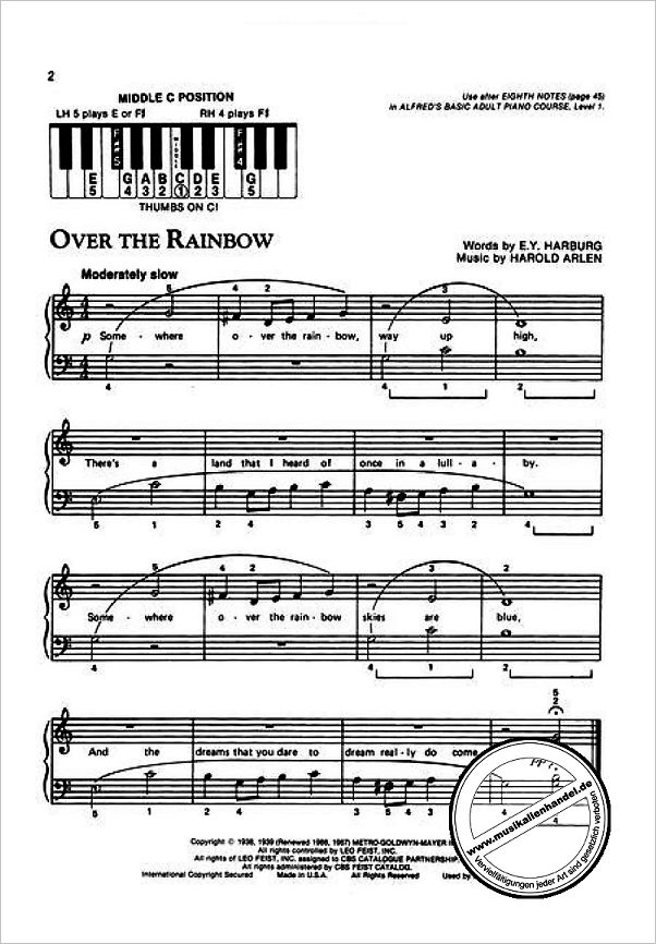 Notenbild für ALF 2463 - POP SONG PIANO BOOK 1