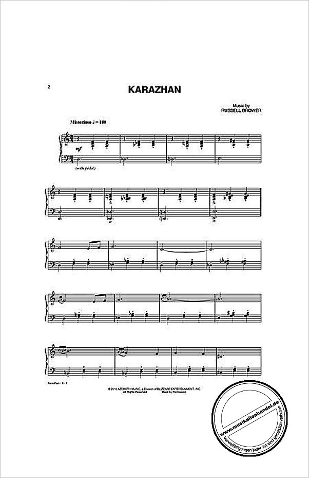 Notenbild für ALF 36586 - KARAZHAN (AUS WORLD OF WARCRAFT)