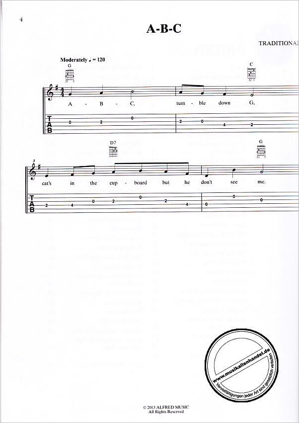 Notenbild für ALF 41034 - JUST FOR FUN - CHILDREN'S SONGS FOR GUITAR