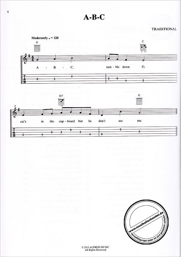 Notenbild für ALF 41037 - JUST FOR FUN - CHILDREN'S SONGS FOR BANJO