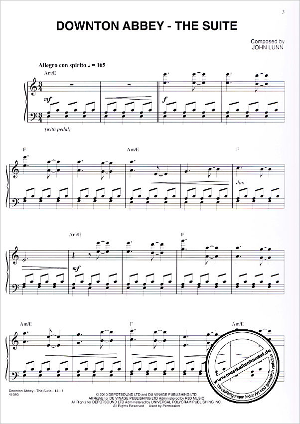 Notenbild für ALF 41080 - DOWNTON ABBEY - THE SUITE