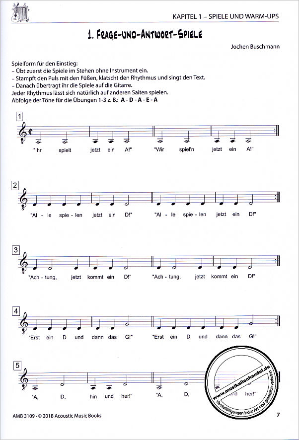 Notenbild für AMB 3109 - Die Gitarrenklasse | Spielbuch 1