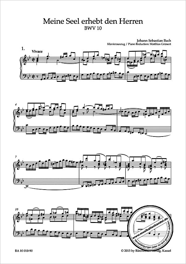 Notenbild für BA 10010-90 - KANTATE 10 MEINE SEEL ERHEBT DEN HERREN BWV 10