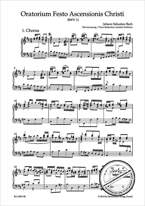 Notenbild für BA 10011-90 - HIMMELFAHRTSORATORIUM BWV 11