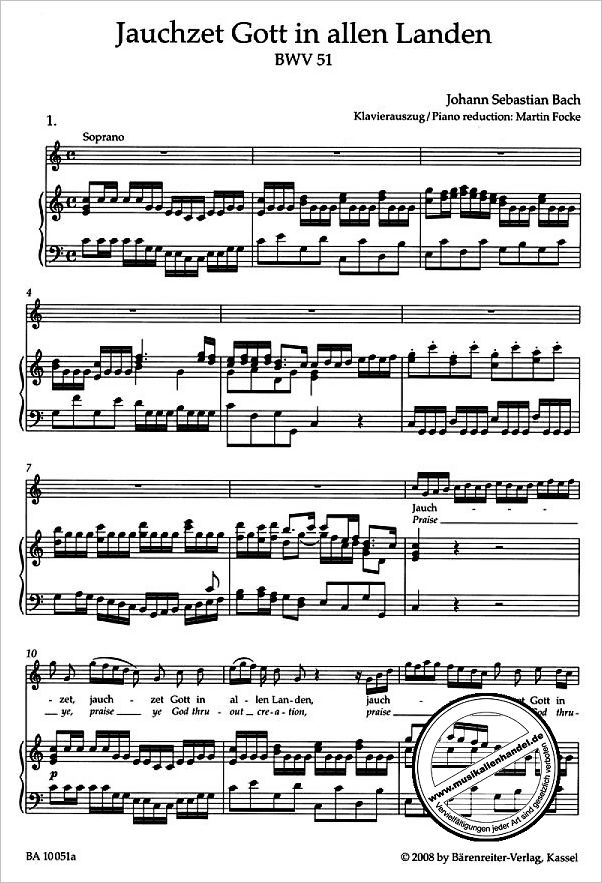 Notenbild für BA 10051-90 - Kantate 51 jauchzet Gott in allen Landen BWV 51
