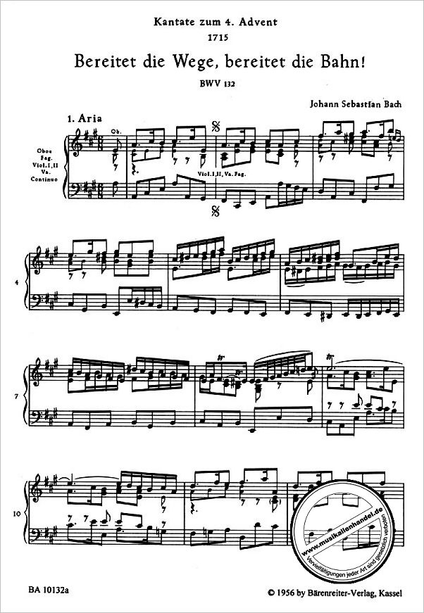 Notenbild für BA 10132-90 - Kantate 132 Bereitet die Wege bereitet die Bahn BWV 132