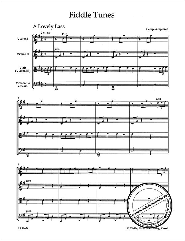 Notenbild für BA 10654 - Fiddle tunes - irische Musik für Streicher