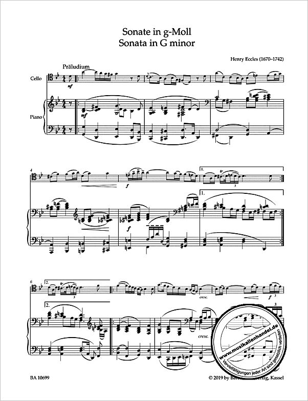 Notenbild für BA 10699 - Sonate g-moll