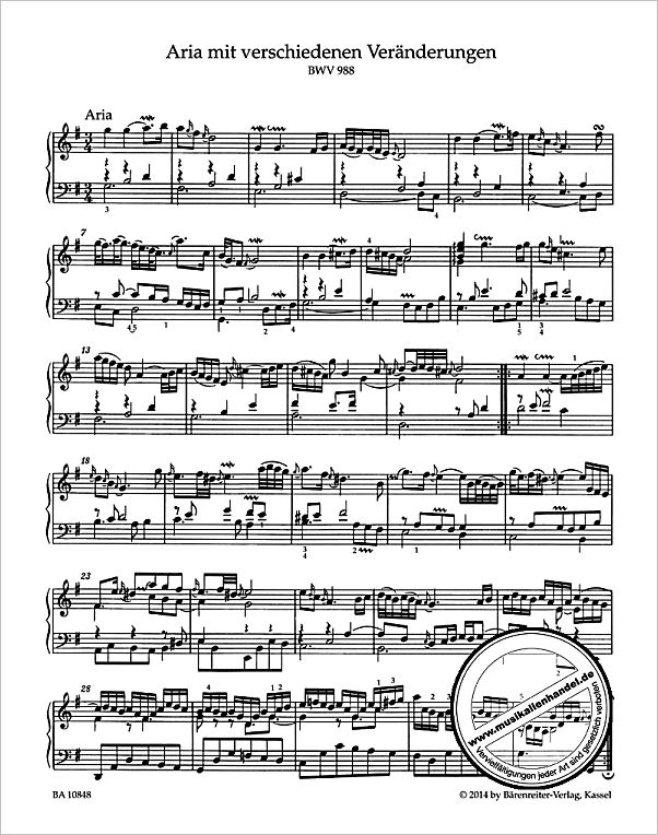 Notenbild für BA 10848 - GOLDBERG VARIATIONEN BWV 988