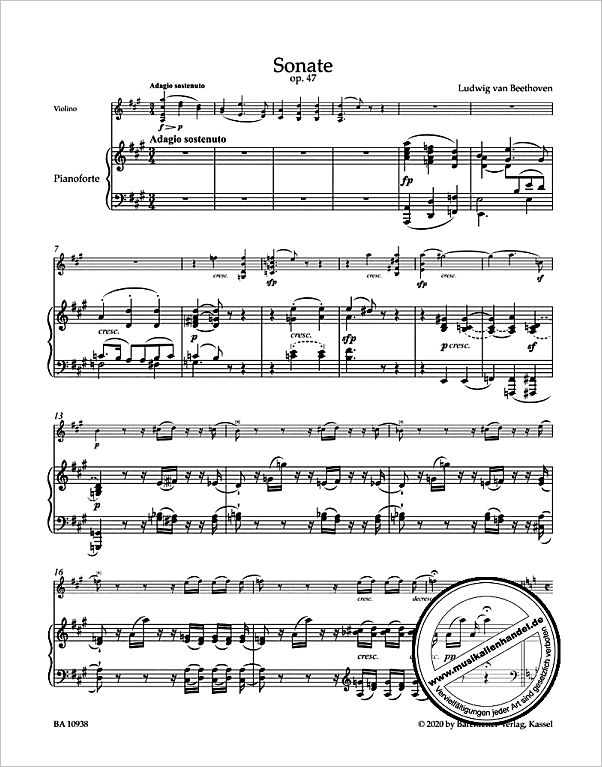 Notenbild für BA 10938 - Sonate 9 A-Dur op 47 (Kreutzer)