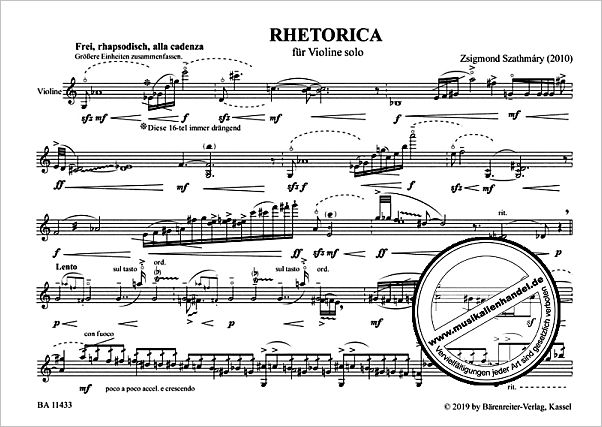 Notenbild für BA 11433 - Rhetorica