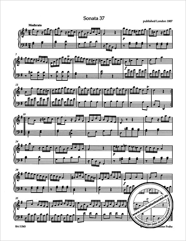 Notenbild für BA 11565 - 6 leichte Sonaten