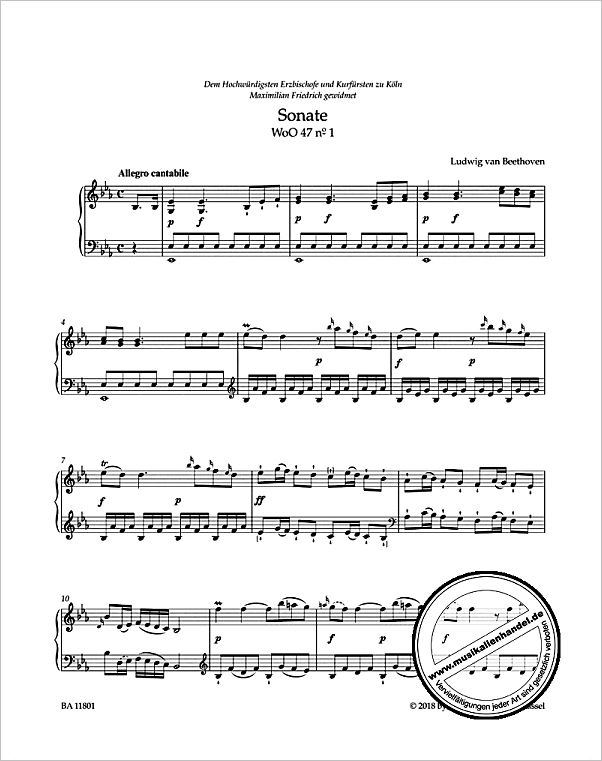 Notenbild für BA 11801 - 3 Sonaten WOO 47 - Kurfürsten Sonaten