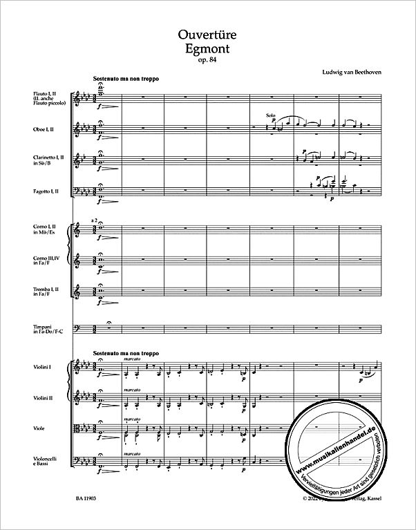 Notenbild für BA 11903 - Egmont op 84 - Ouvertüre