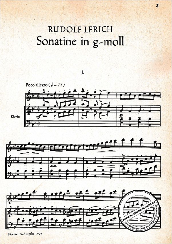 Notenbild für BA 1909 - SONATINE G-MOLL