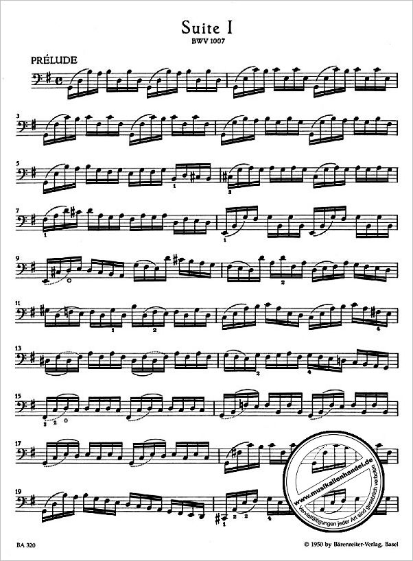 Notenbild für BA 320 - 6 SUITEN BWV 1007-1012 (VC)